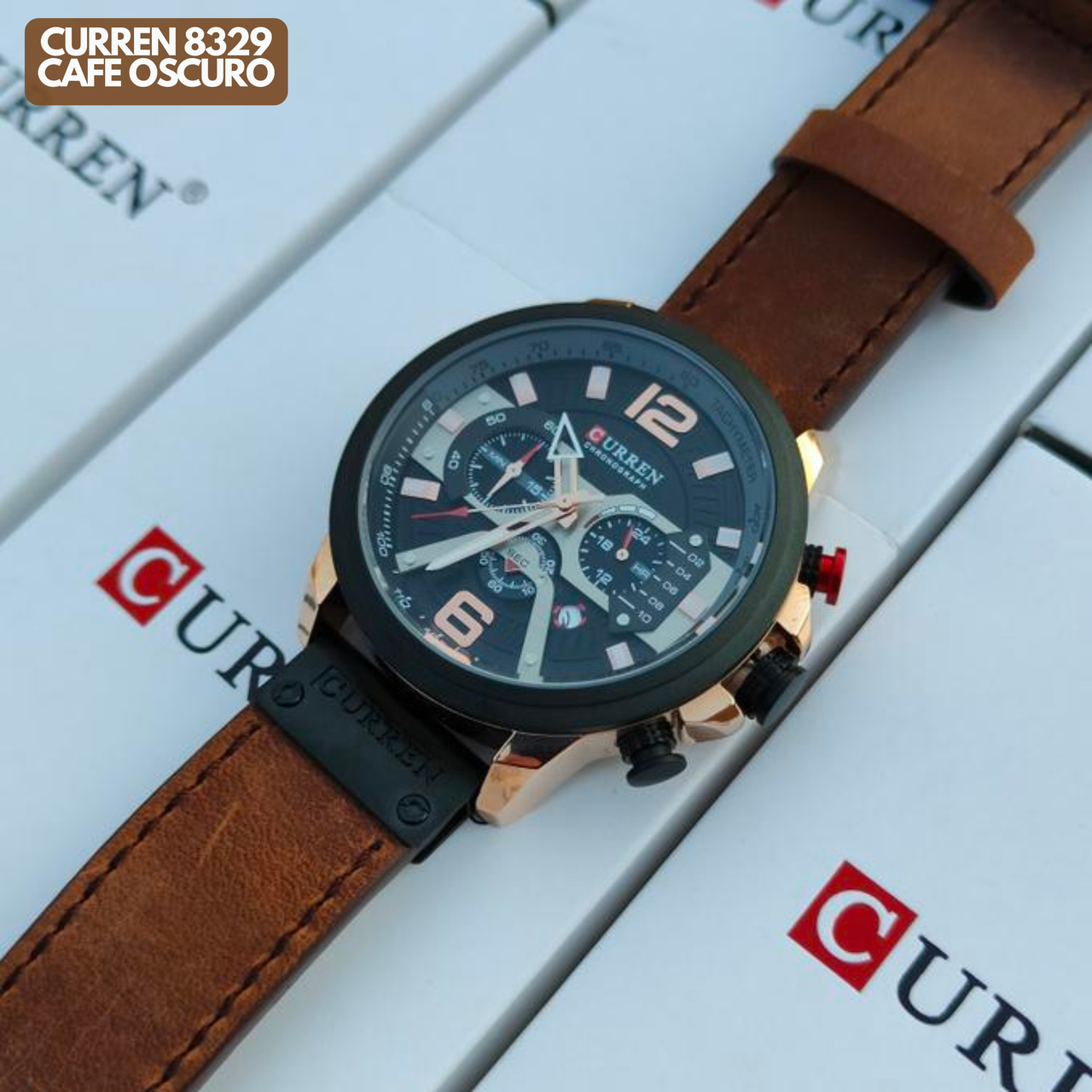 CURREN 8329 EN CUERO CAFE OSCURO